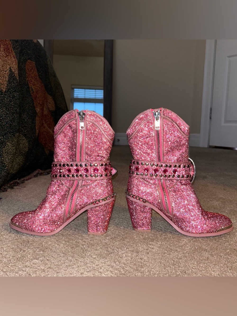 Club Exx Sheriff Shine Rhinestone Cowboy Boots Pink Size 6 - Picture 3 of 6